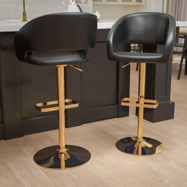Flash Furniture 2PK Black Vinyl Adjustable Height Barstool 2-CH-122070-BK-G-GG - main